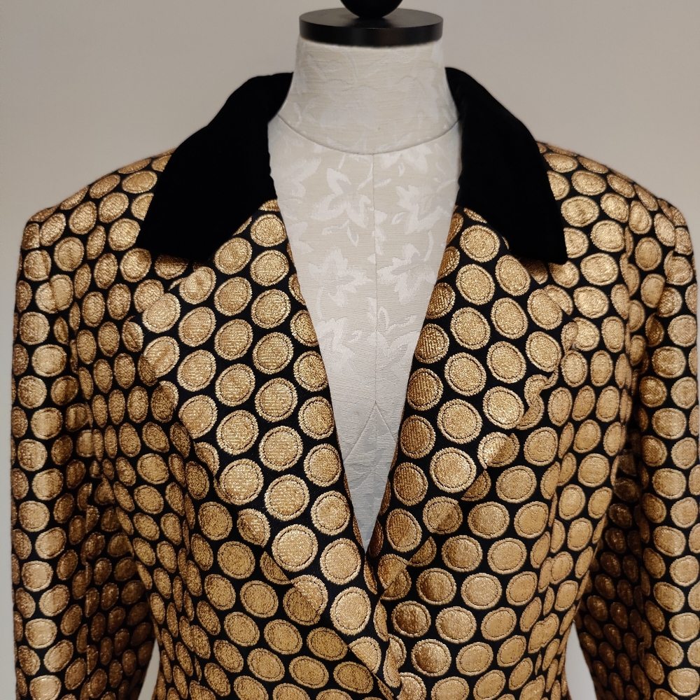 GIVENCHY NOUVELLE BOUTIQUE Gold Metallic Circle Jacket and skirt set - Picture 3 of 10